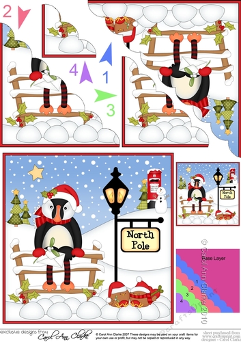 Cute Christmas Puffin is at the North Pole Scalloped Corner Stacker