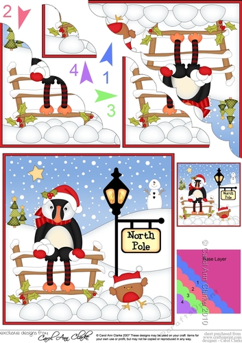 Cute Christmas Puffin is at the North Pole Scalloped Corner Stacker