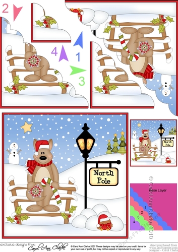 Cute Christmas Kangaroo is at the North Pole Scalloped Corner Stacker