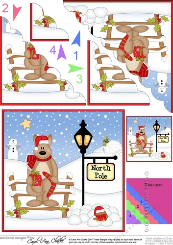Cute Christmas Kangaroo is at the North Pole Scalloped Corner Stacker