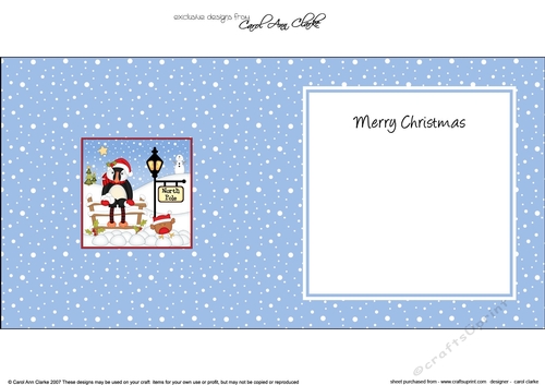 Cute Christmas Puffin is at the North Pole insert square landscape