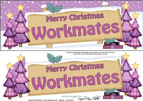 large DL Merry Christmas WORKMATES with Xmas Trees 3D decoupage