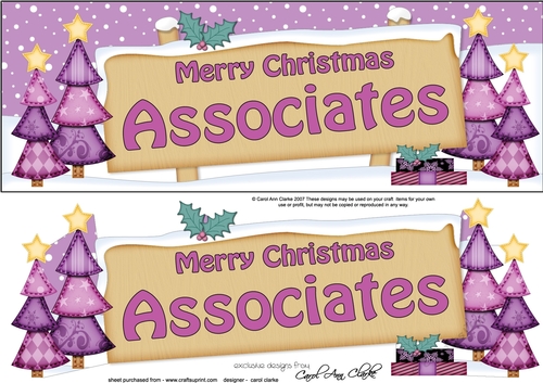 large DL Merry Christmas ASSOCIATES with Xmas Trees 3D decoupage
