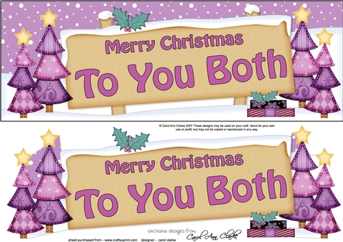 large DL Merry Christmas TO YOU BOTH with Xmas Trees 3D decoupage