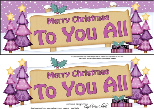 large DL Merry Christmas TO YOU ALL with Xmas Trees 3D decoupage