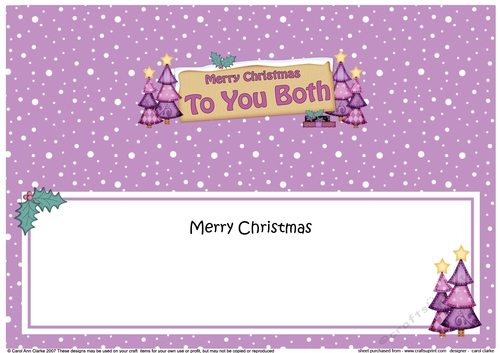 large DL Merry Christmas TO YOU BOTH with Xmas Trees insert