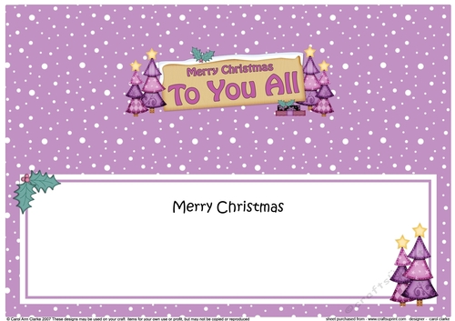 large DL Merry Christmas TO YOU ALL with Xmas Trees insert