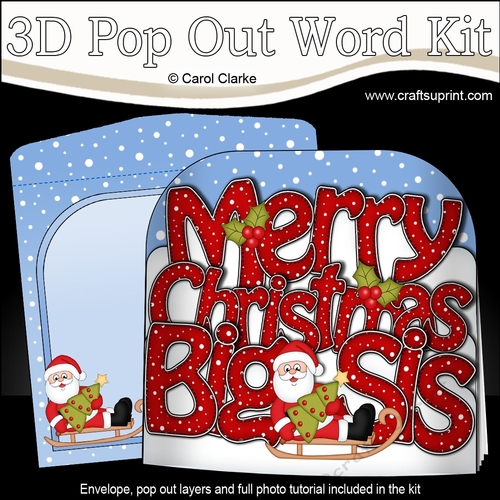 3D Pop Out Christmas Word Card Kit - Merry Christmas BIG SIS  with Santa
