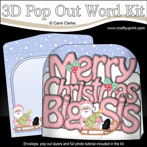 3D Pop Out Christmas Word Card Kit - Merry Christmas BIG SIS  with Santa