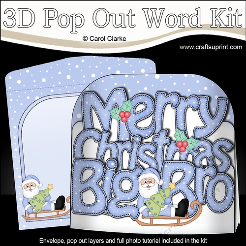 3D Pop Out Christmas Word Card Kit - Merry Christmas BIG BRO  with Santa