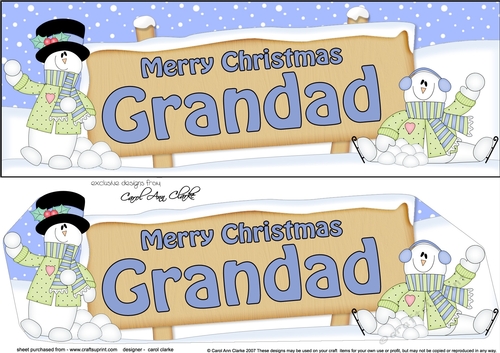 large DL Merry Christmas GRANDAD with Snowman 3D decoupage