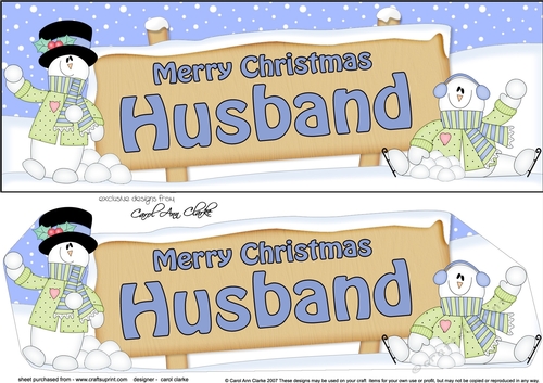 large DL Merry Christmas HUSBAND with Snowman 3D decoupage