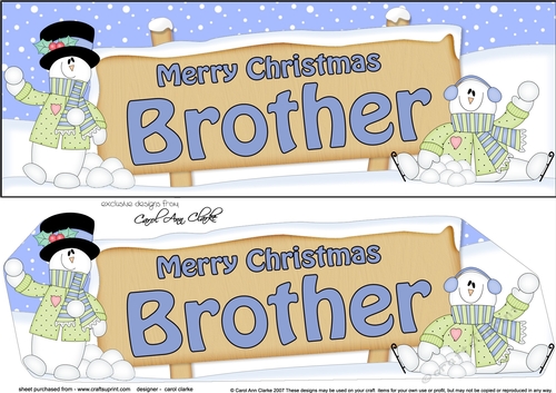 large DL Merry Christmas BROTHER with Snowman 3D decoupage