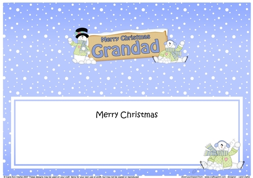 large DL Merry Christmas GRANDAD with Snowman insert