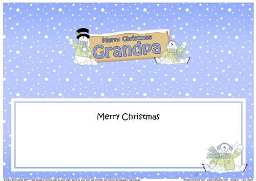 large DL Merry Christmas GRANDPA with Snowman insert