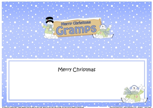 large DL Merry Christmas GRAMPS with Snowman insert