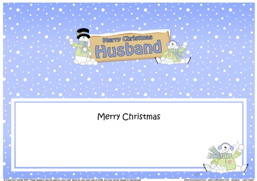 large DL Merry Christmas HUSBAND with Snowman insert