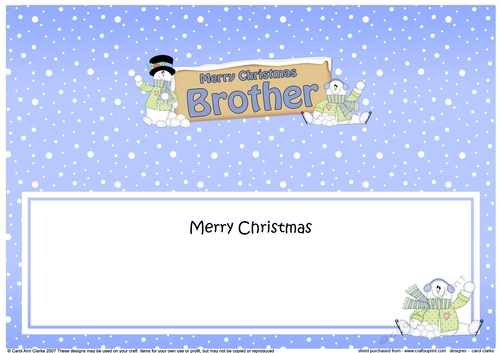 large DL Merry Christmas BROTHER with Snowman insert