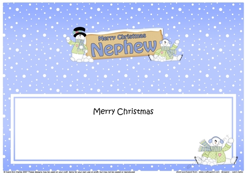 large DL Merry Christmas NEPHEW with Snowman insert