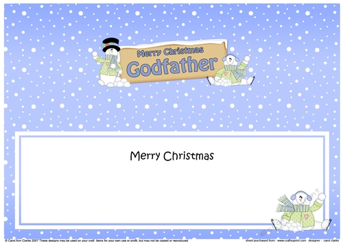 large DL Merry Christmas GODFATHER with Snowman insert