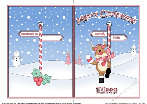 5 x 7 Quick Cut and Fold Card - Merry Christmas EILEEN