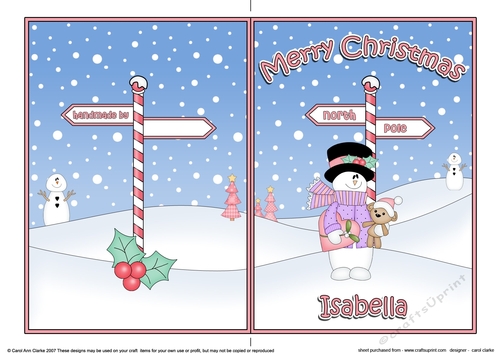 5 x 7 Quick Cut and Fold Card - Merry Christmas ISABELLA