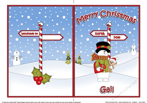 5 x 7 Quick Cut and Fold Card - Merry Christmas GAIL
