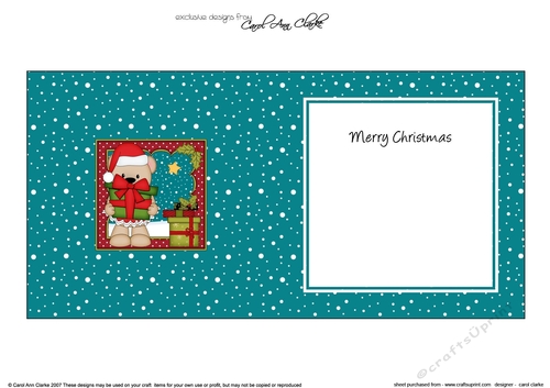 Christmas Livvy Bear has a Present insert square landscape