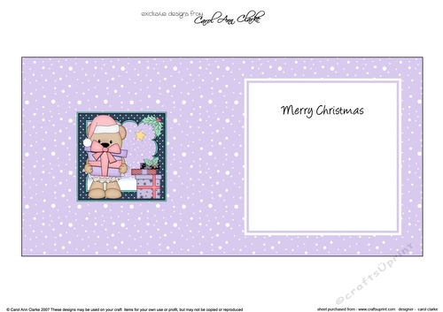 Christmas Livvy Bear has a Present insert square landscape