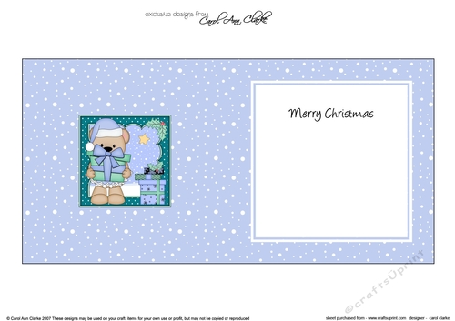 Christmas Livvy Bear has a Present insert square landscape