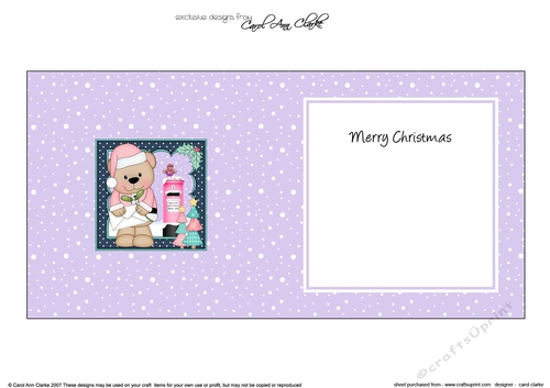 Christmas Livvy Bear has a Letter & Mistletoe insert square landscape