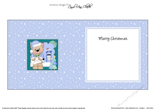 Christmas Livvy Bear has a Letter & Mistletoe insert square landscape