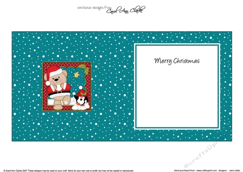 Christmas Livvy Bear & Pip Penguin are having a Snowball Fight insert square landscape