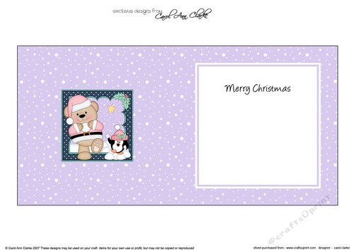 Christmas Livvy Bear & Pip Penguin are having a Snowball Fight insert square landscape