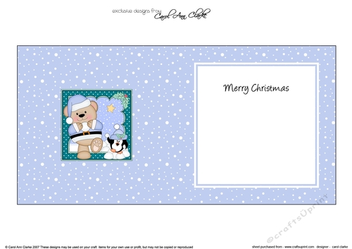 Christmas Livvy Bear & Pip Penguin are having a Snowball Fight insert square landscape
