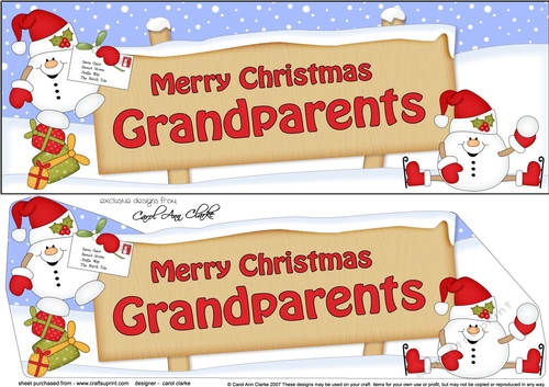 large DL Merry Christmas GRANDPARENTS with Snowball Sam 3D decoupage