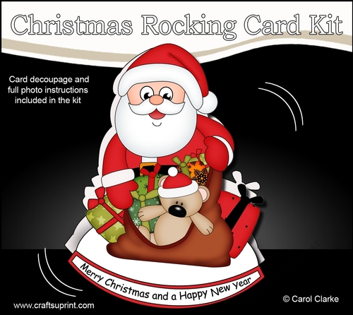 3D Shaped Rocking Christmas Card Mini Kit  - Santa has a Sack of Presents