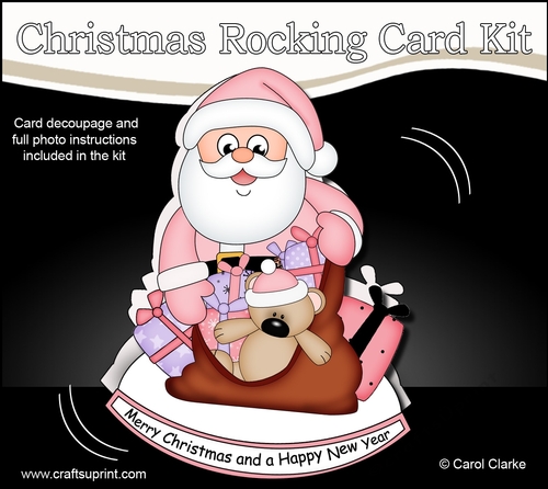 3D Shaped Rocking Christmas Card Mini Kit  - Santa has a Sack of Presents
