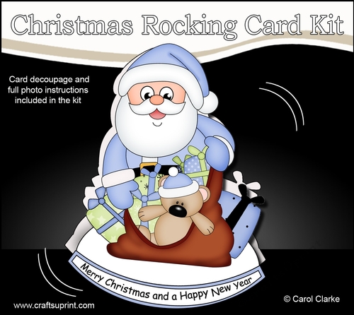 3D Shaped Rocking Christmas Card Mini Kit  - Santa has a Sack of Presents