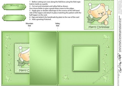 Cute Hunney Bear Robert has a Christmas Star - No-Hole Fold Back Card