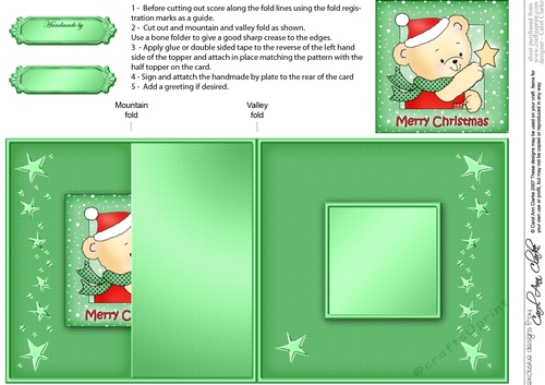 Cute Hunney Bear Robert has a Christmas Star - No-Hole Fold Back Card