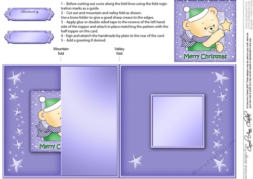 Cute Hunney Bear Robert has a Christmas Star - No-Hole Fold Back Card