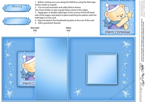 Cute Hunney Bear Robert has a Christmas Star - No-Hole Fold Back Card