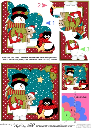 Christmas Snowman Rio is in Love Shell Edged Corner side stacker