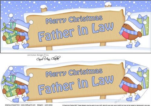 large DL Merry Christmas FATHER IN LAW Robins 3D decoupage