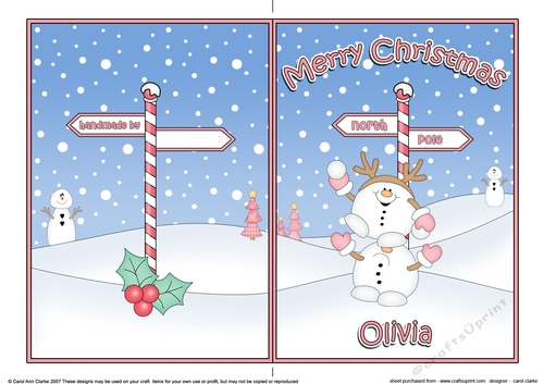 5 x 7 Quick Cut and Fold Card - Merry Christmas OLIVIA