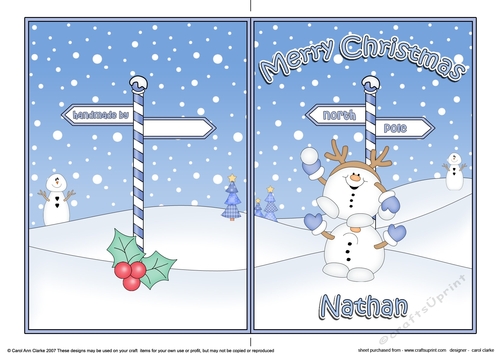 5 x 7 Quick Cut and Fold Card - Merry Christmas NATHAN