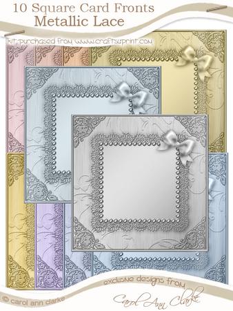 Square Metallic Lace and Bow Card Fronts Kit
