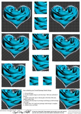 Romantic Rose Hearts Twisted Pyramage Sheet