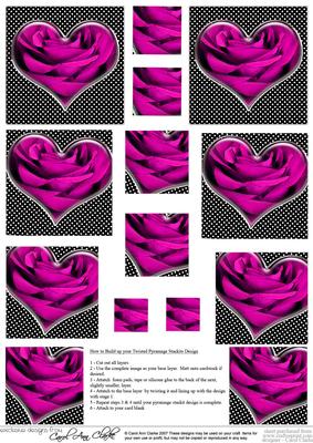 Romantic Rose Hearts Twisted Pyramage Sheet